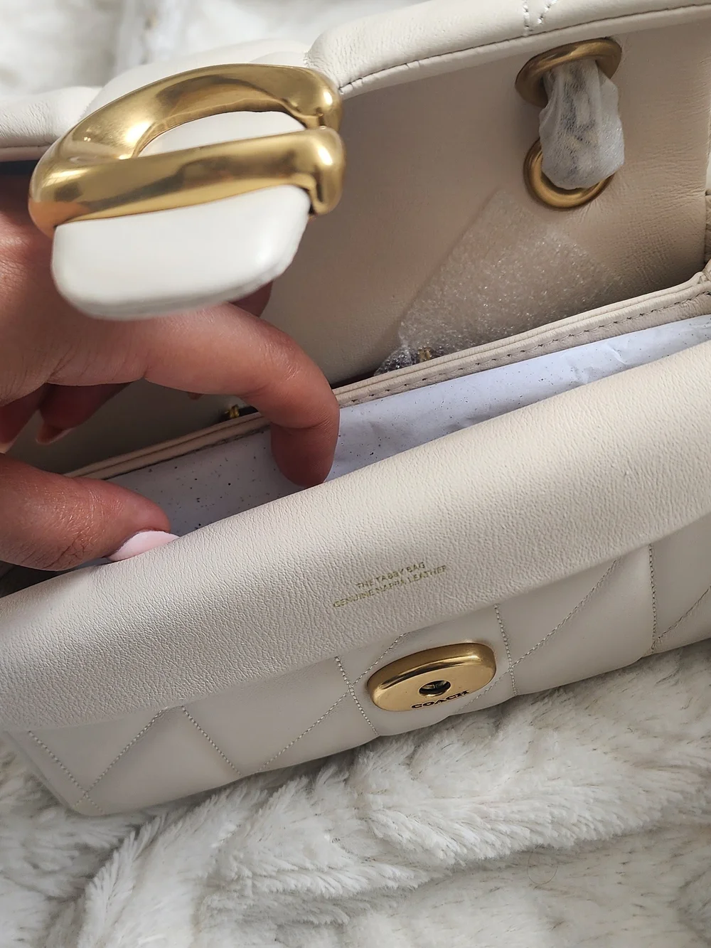 Coach Tabby Shoulder Bag 20 in Cream with Gold Hardware / INVOICE available - Picture 9 of 11